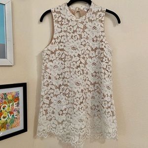 {Rose & Olive} White Lace Halter Top